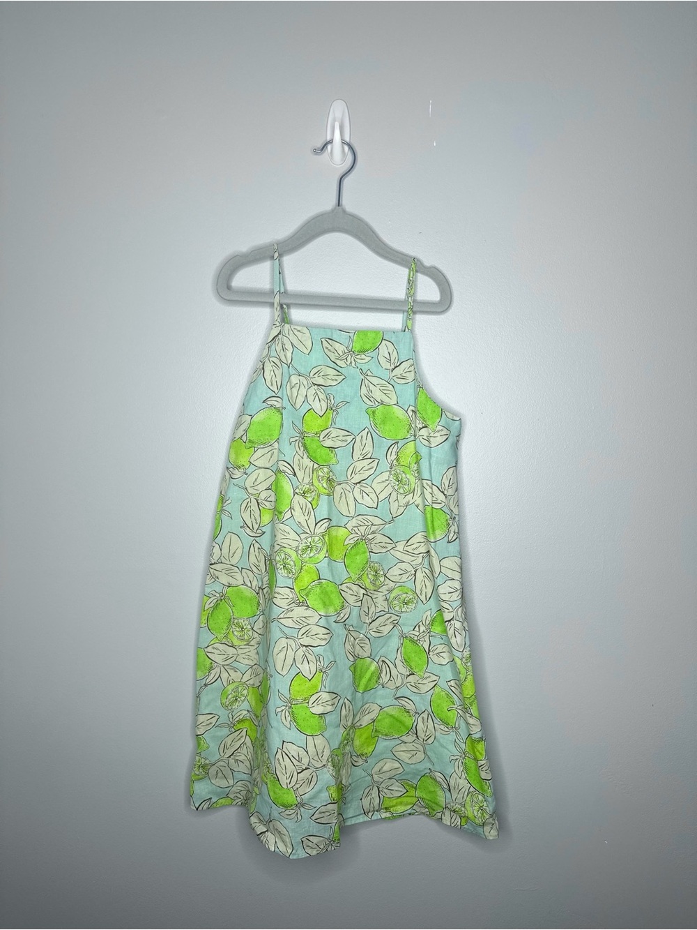 Zara Light Blue Dress with Lime Green Leaf Print